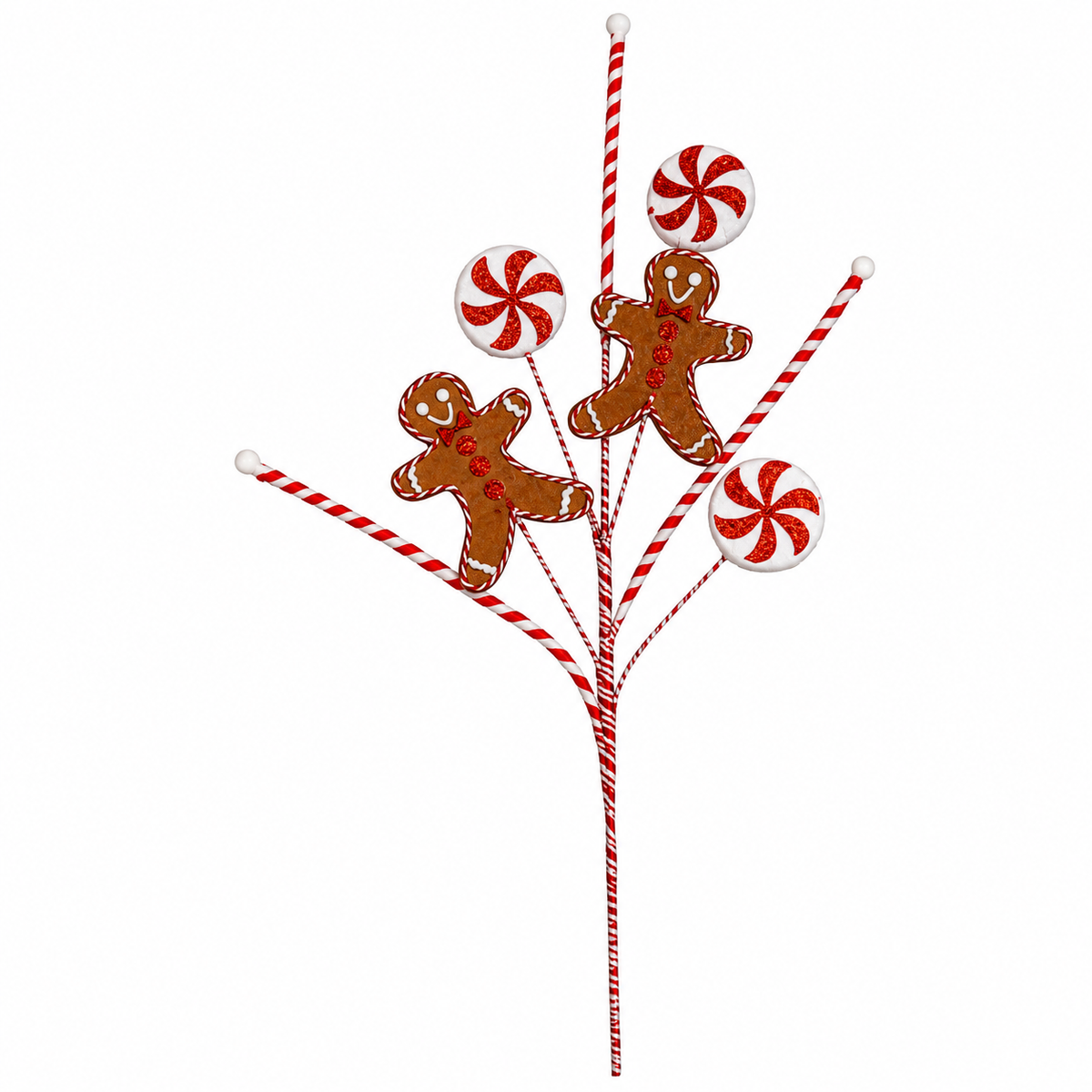 28" Gingerbread & Peppermint Candy Christmas Spray Pick