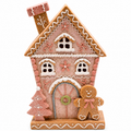 8.5" Light-Up Pastel Christmas Gingerbread House – Whimsical Holiday Decor