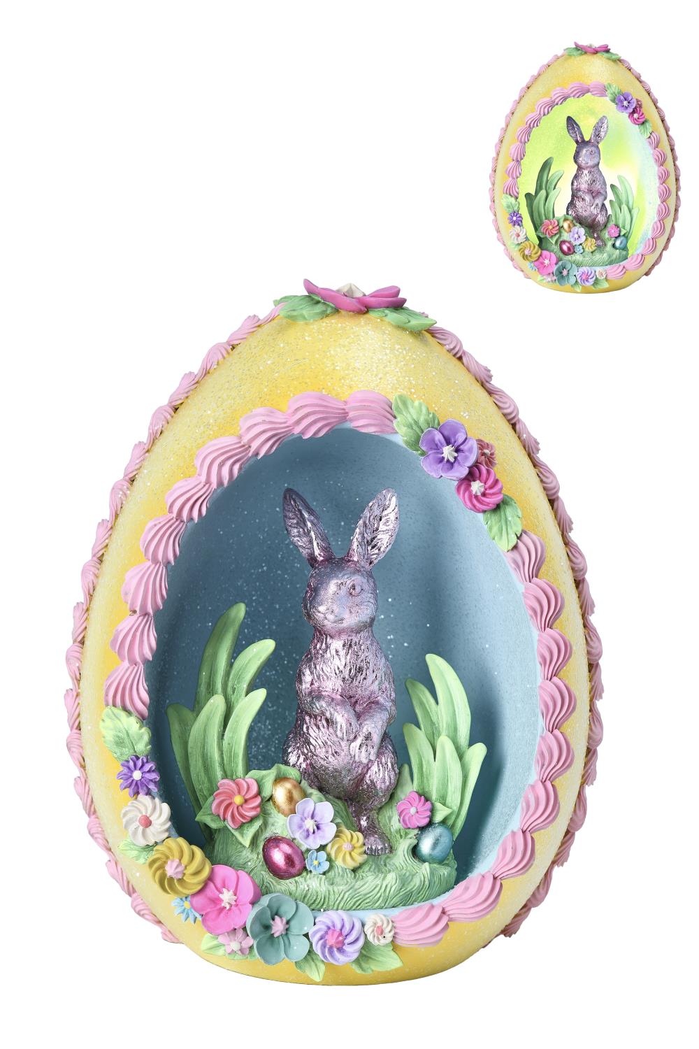12" RESIN LARGE SUGAR EGG W/ LIGHT, MULTI