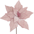 20" Blush Pink Velvet Poinsettia Pick – Elegant Christmas Floral Stem