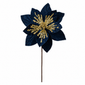 SI237003 Blue velvet holiday floral pick