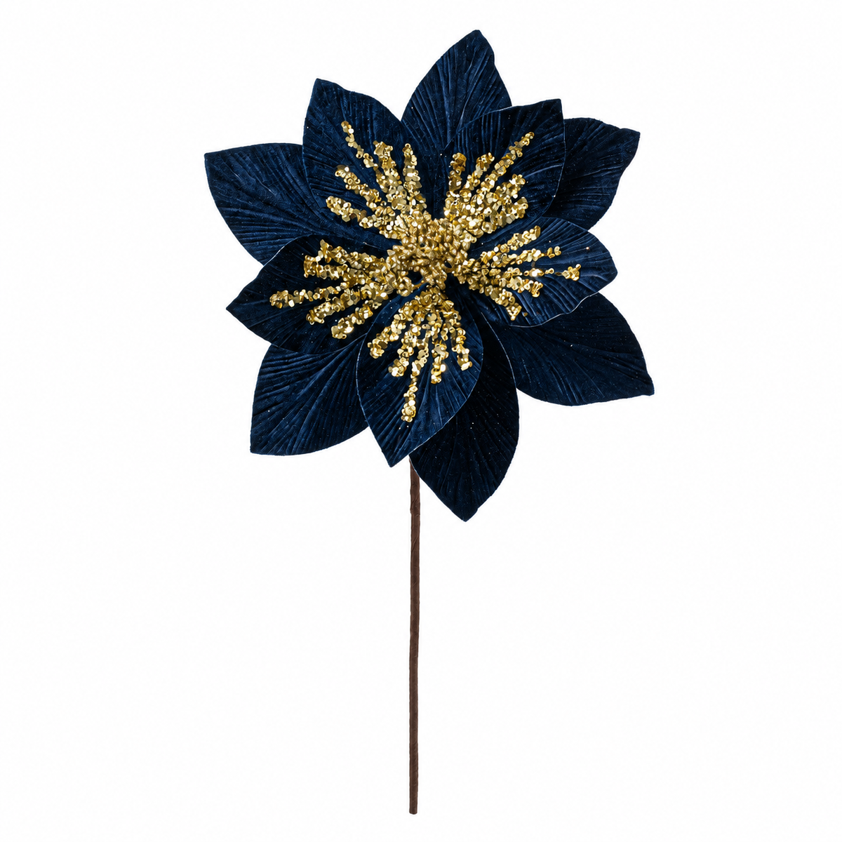 SI237003 Blue velvet holiday floral pick