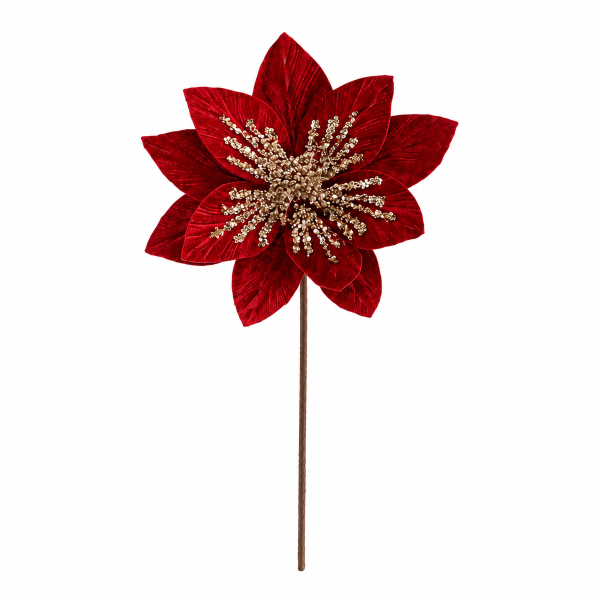 SI237003 Red velvet holiday floral pick