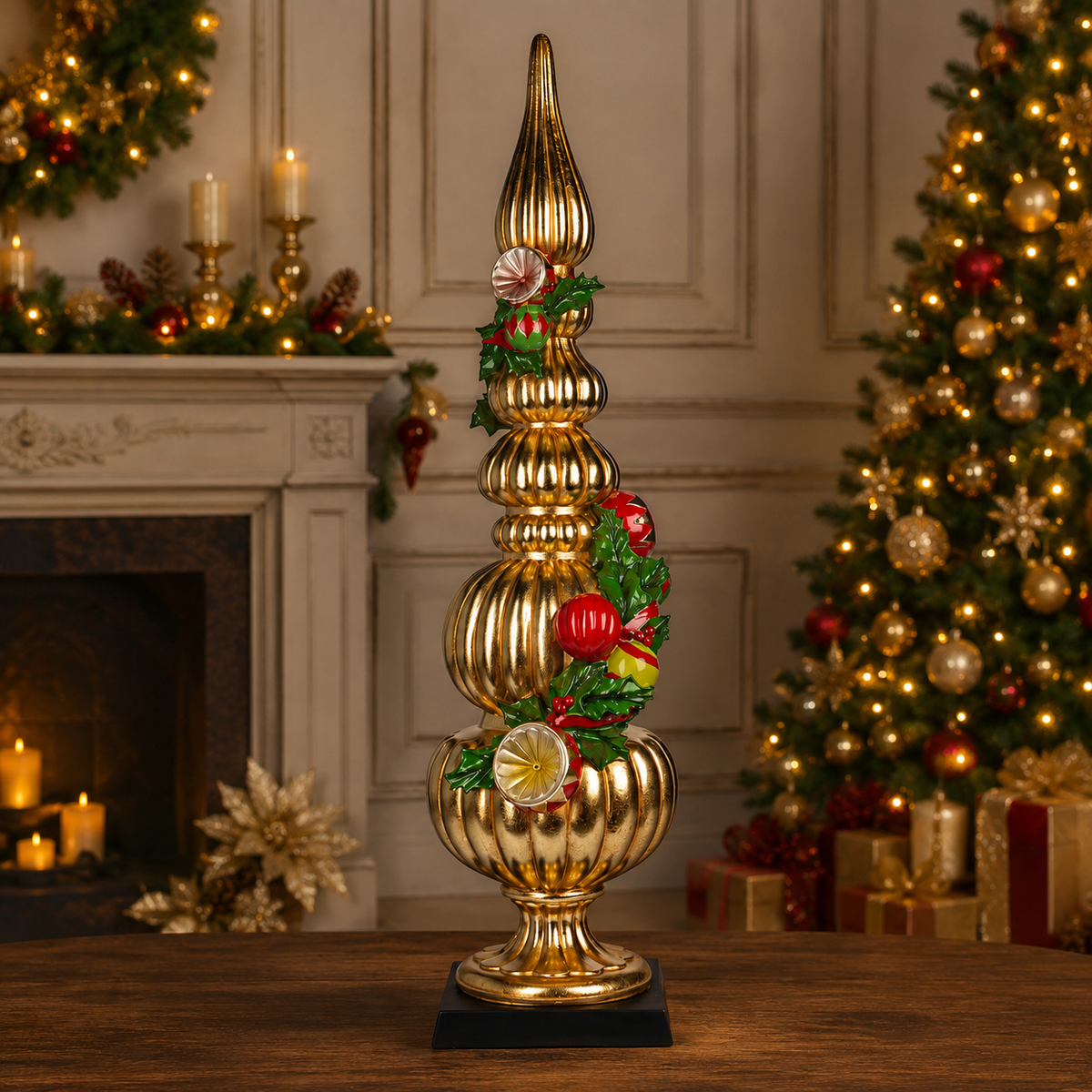 Gold Christmas finial alternate view