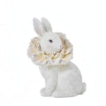 6.35" RESIN BUNNY W/ HOLLYHOCK COLLAR, MULTI