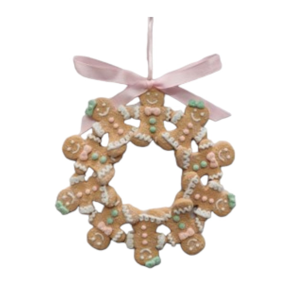 5.3" Pastel Gingerbread Wreath Christmas Ornament