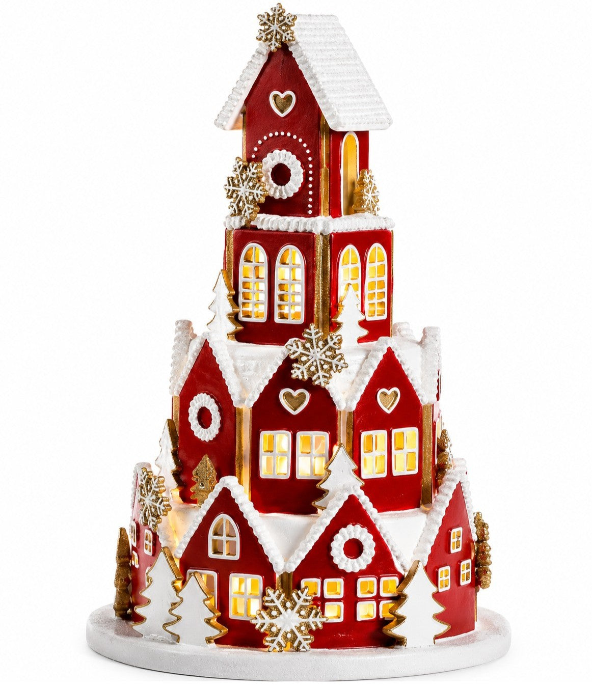 16.5-inch LED red Christmas village church