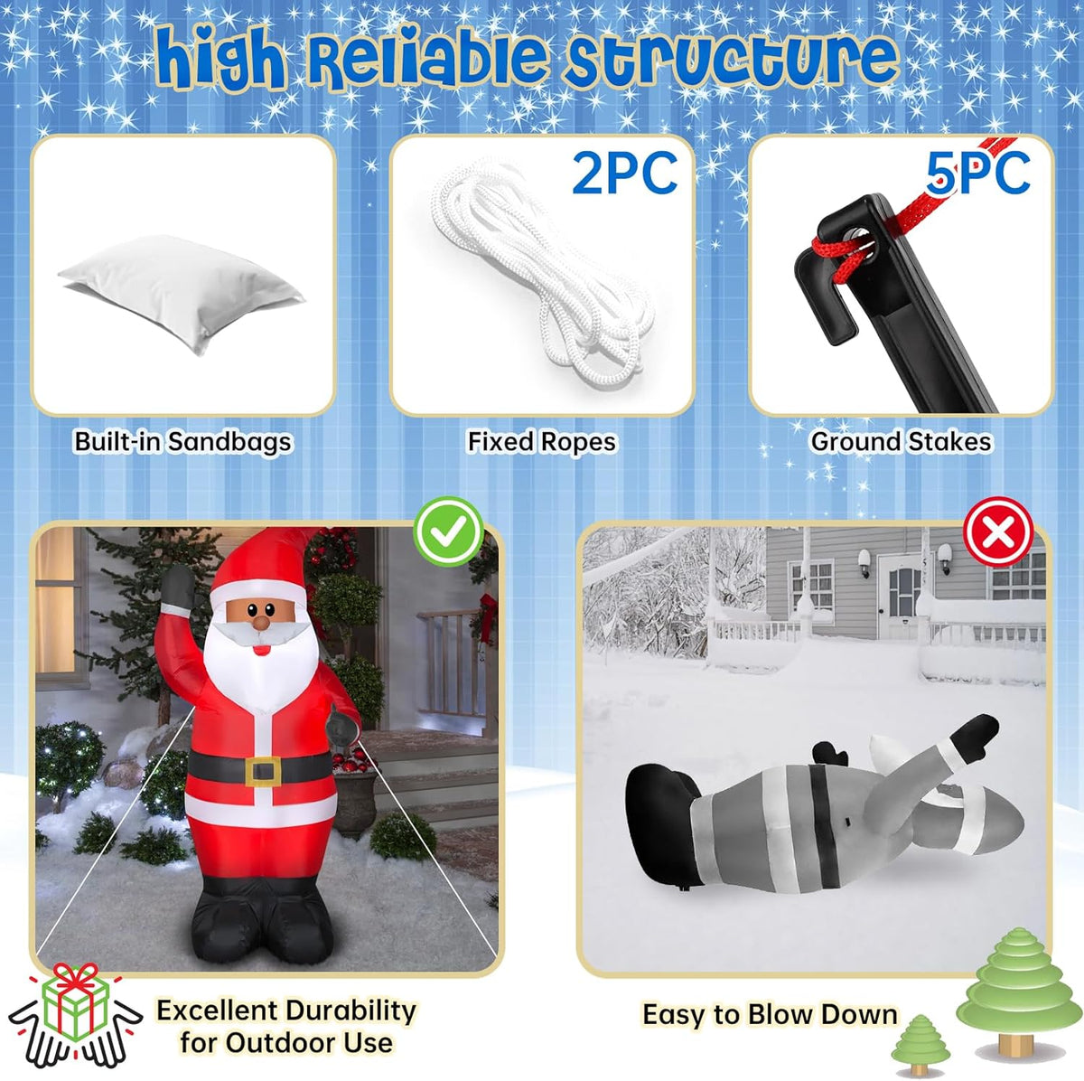 2.5FT LED Santa inflatable detail view